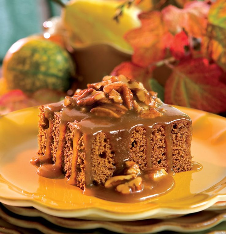 Sweet Potato Gingerbread with Maple Pecan Butter Sauce