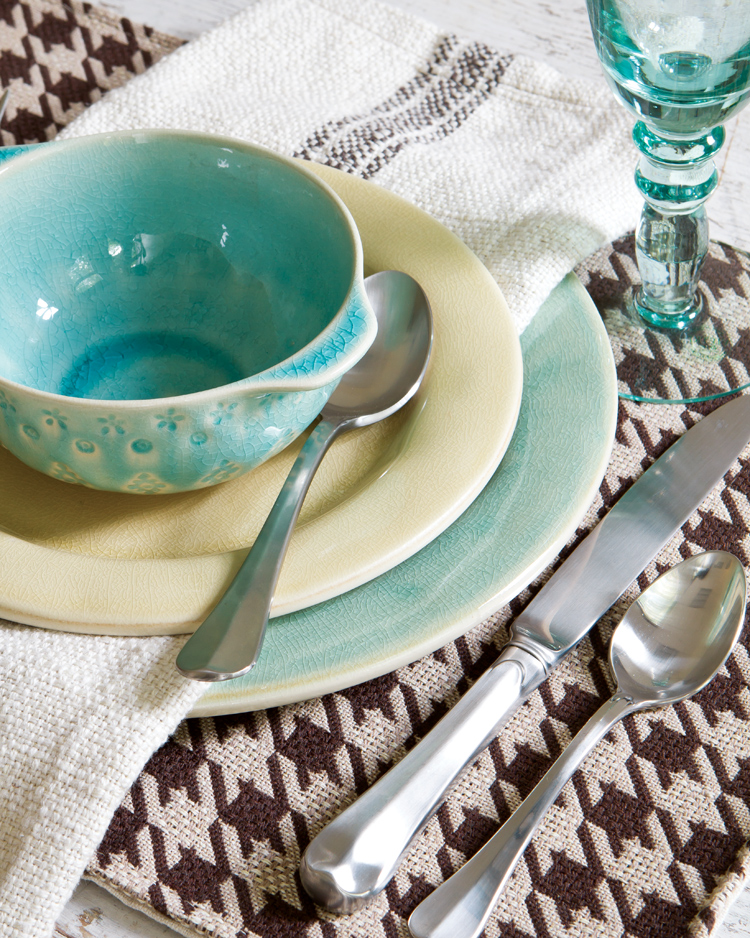 A photo of aqua marine Corsica dishes by Casafina for Mix & Match Hues of Blue