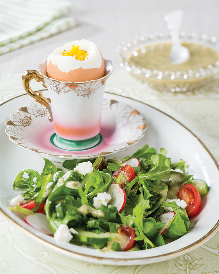 Egg Dishes, Soft Cooked Egg and Spring Salad