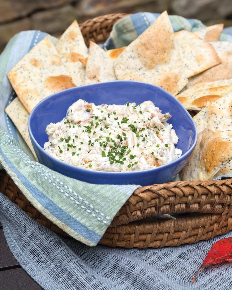 Smoked Trout Dip and crackers to welcome fall