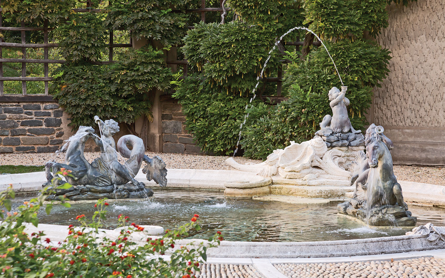 A photo of fountains in Dumbarton Oaks in Georgetown Washington DC