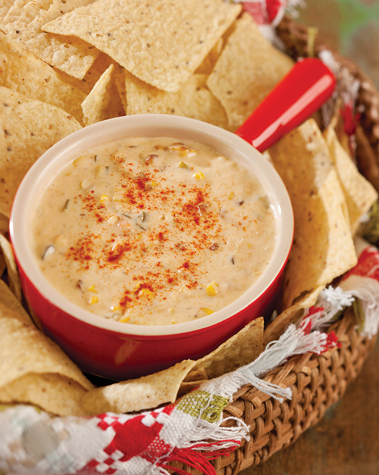 Enticing Holiday Appetizers Roasted Corn and Pepper Queso Dip