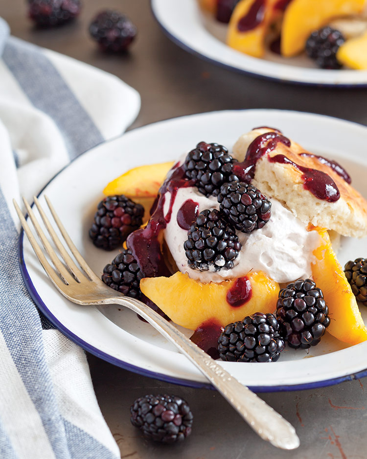 Basil Shortcakes with Peaches and Blueberries