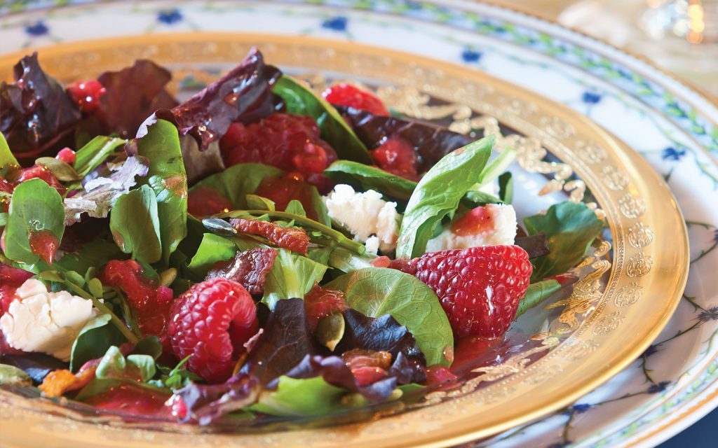 Romaine Salad with Raspberry Vinaigrette