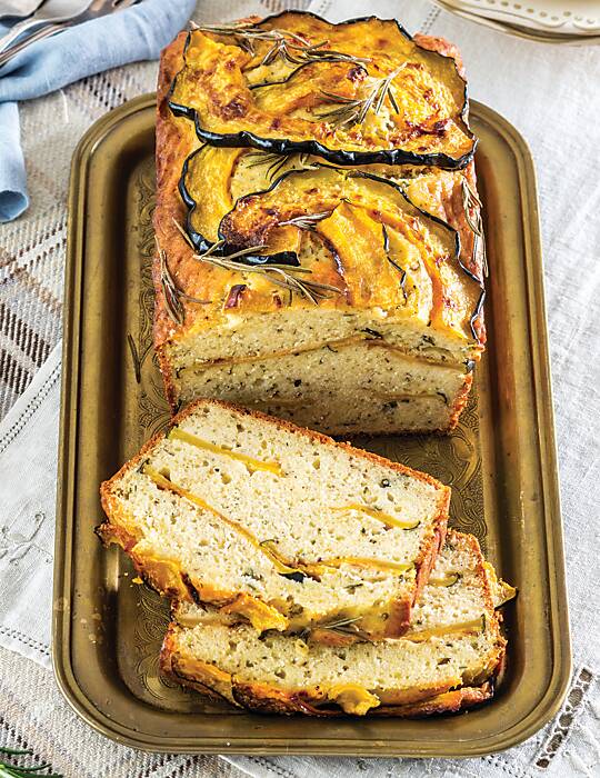 Savory Winter Squash Bread on a gold platter