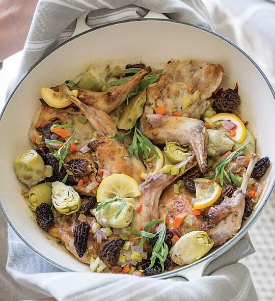 Rabbit Fricassee with Artichokes and Citrus