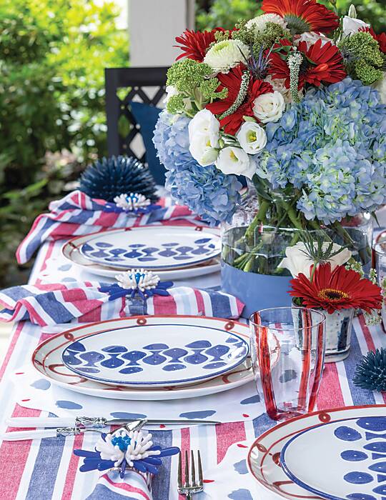 Festive red, white, and blue tablescape