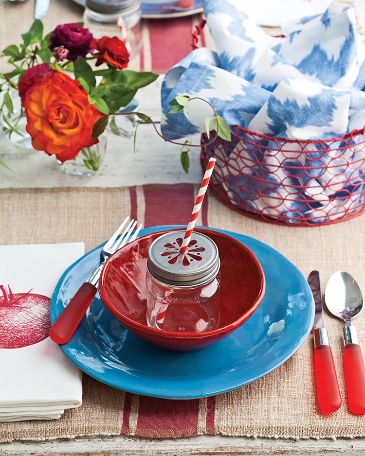 Festive red, white, and blue table setting