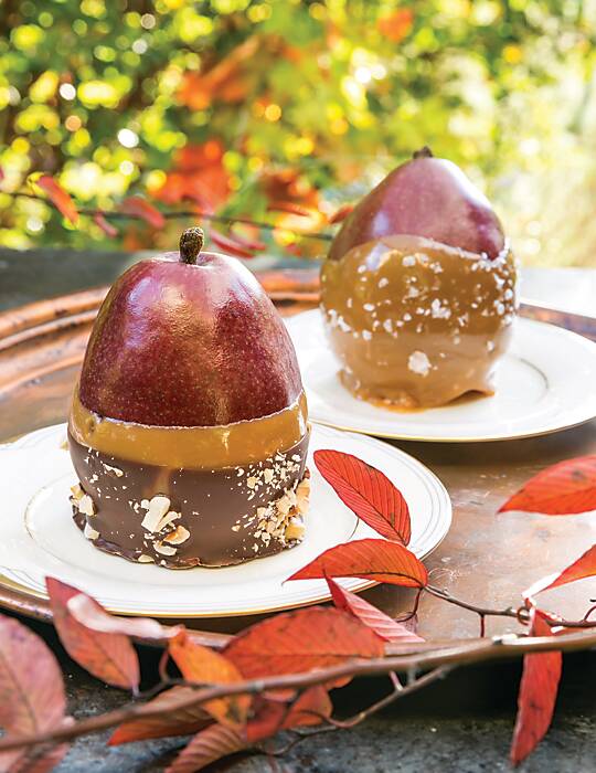 Chocolate-Salted Caramel Pears
