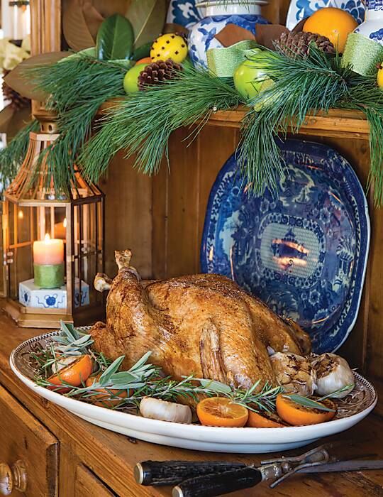 Roasted Turkey with Garlic-Rosemary Gravy