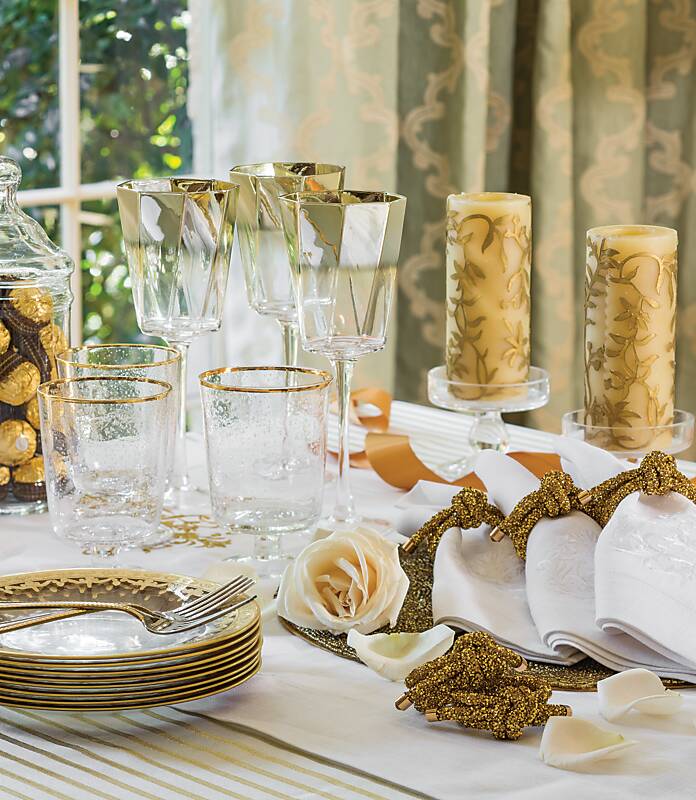 Tabletop accents for a golden anniversary party