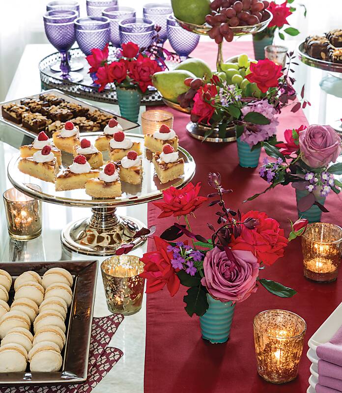A table set for a Champagne and desserts party