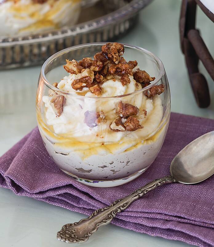 Maple Mousse with Candied Walnuts