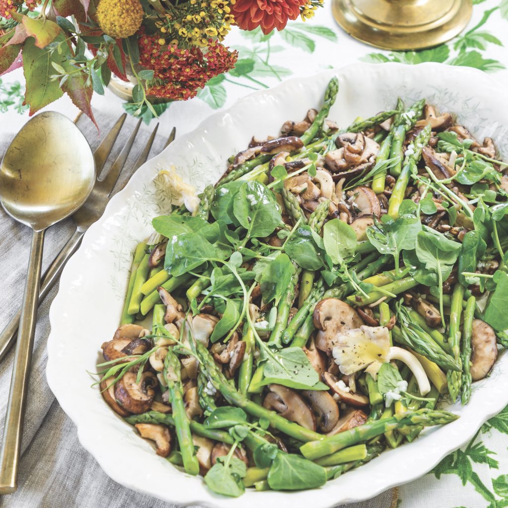 Roasted Asparagus and Mushrooms with Watercress