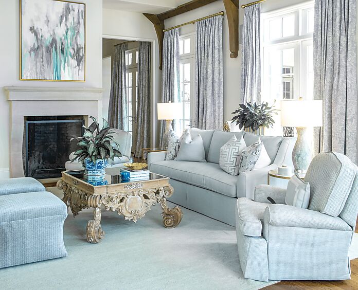 Serene Shades of Blue & Classic Finery in an Arkansas Home