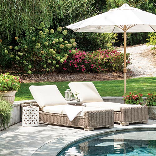Neutral Pool Chairs Under Umbrella Pool Side: Southern Lady Entertaining 2023