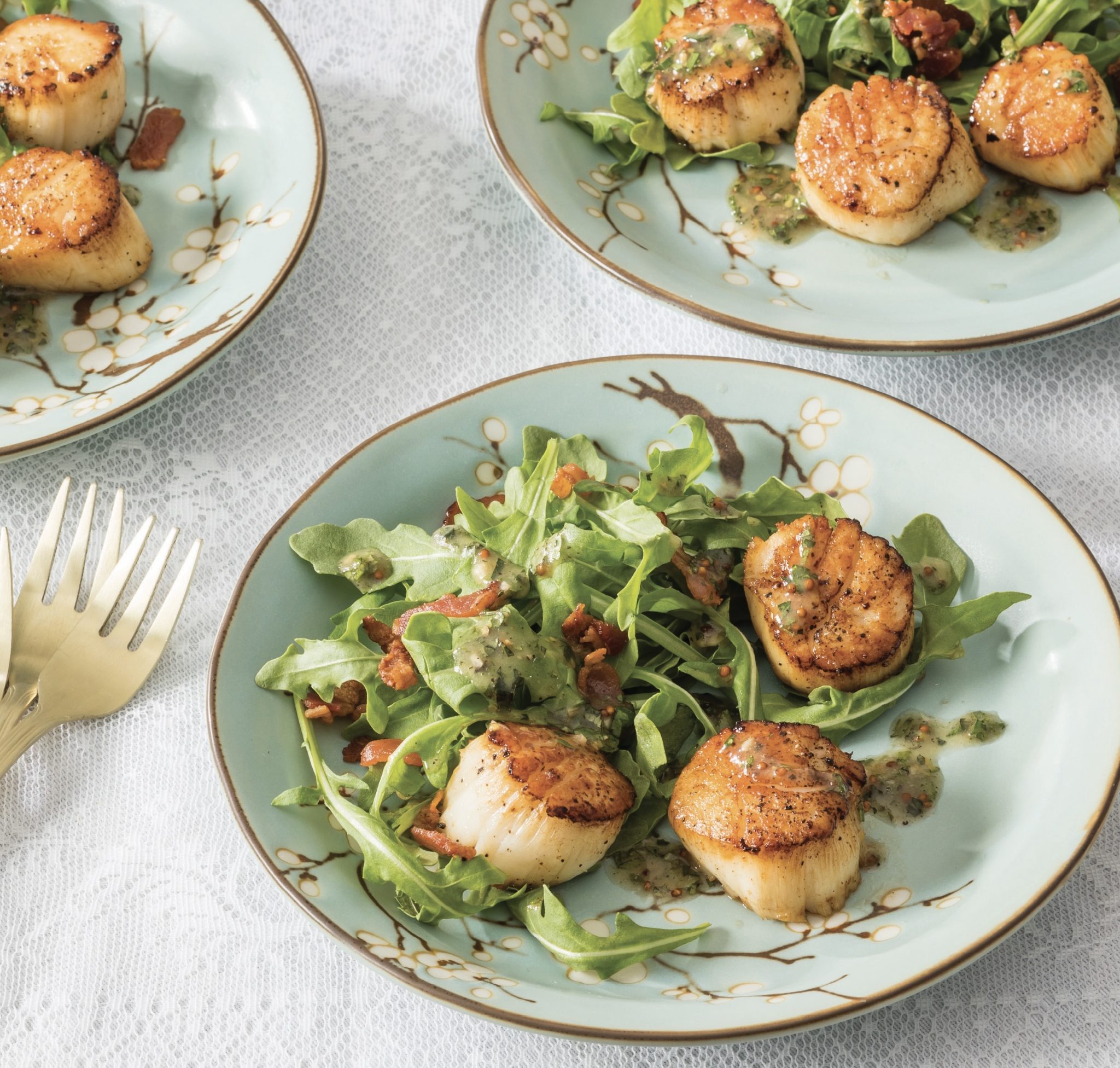 Scallops with Mint and Bacon Vinaigrette